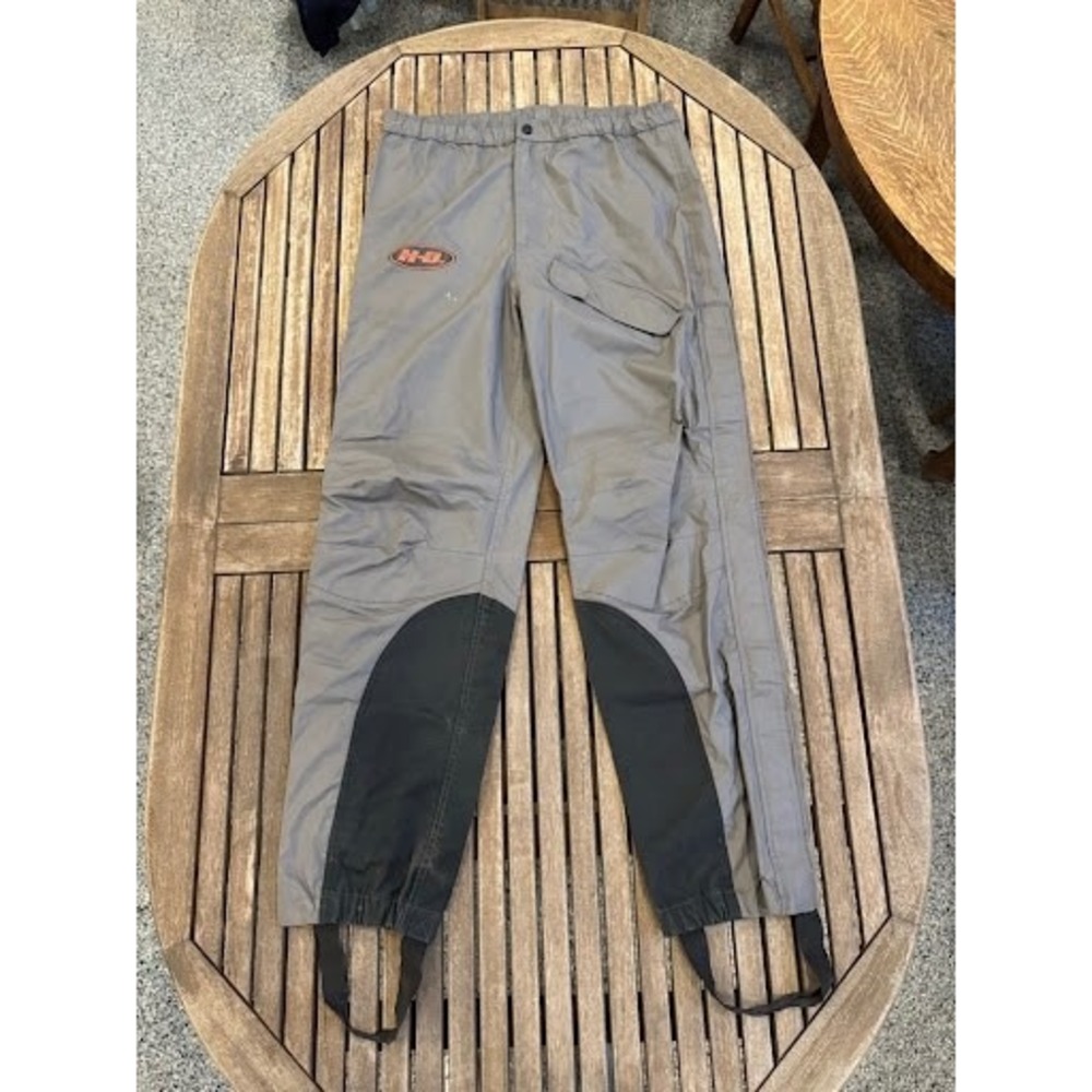 Vintage Harley Davidson H-D Rain Pants Waterproof Gray Black Stirrups Size Med